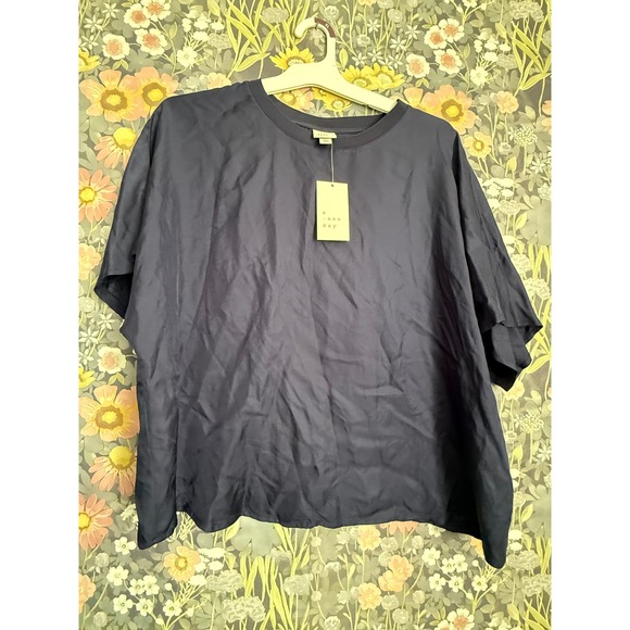 a new day Tops - A‎ New Day Women's Navy Blue Oversized Short Sleeve Top Size XXL